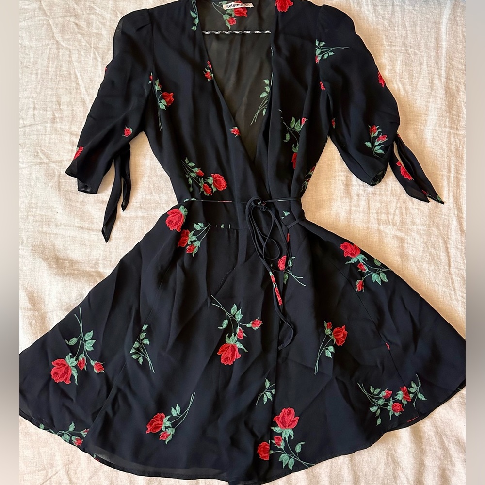 Reformation | Rose Wrap Dress | Color: Black | Size:4